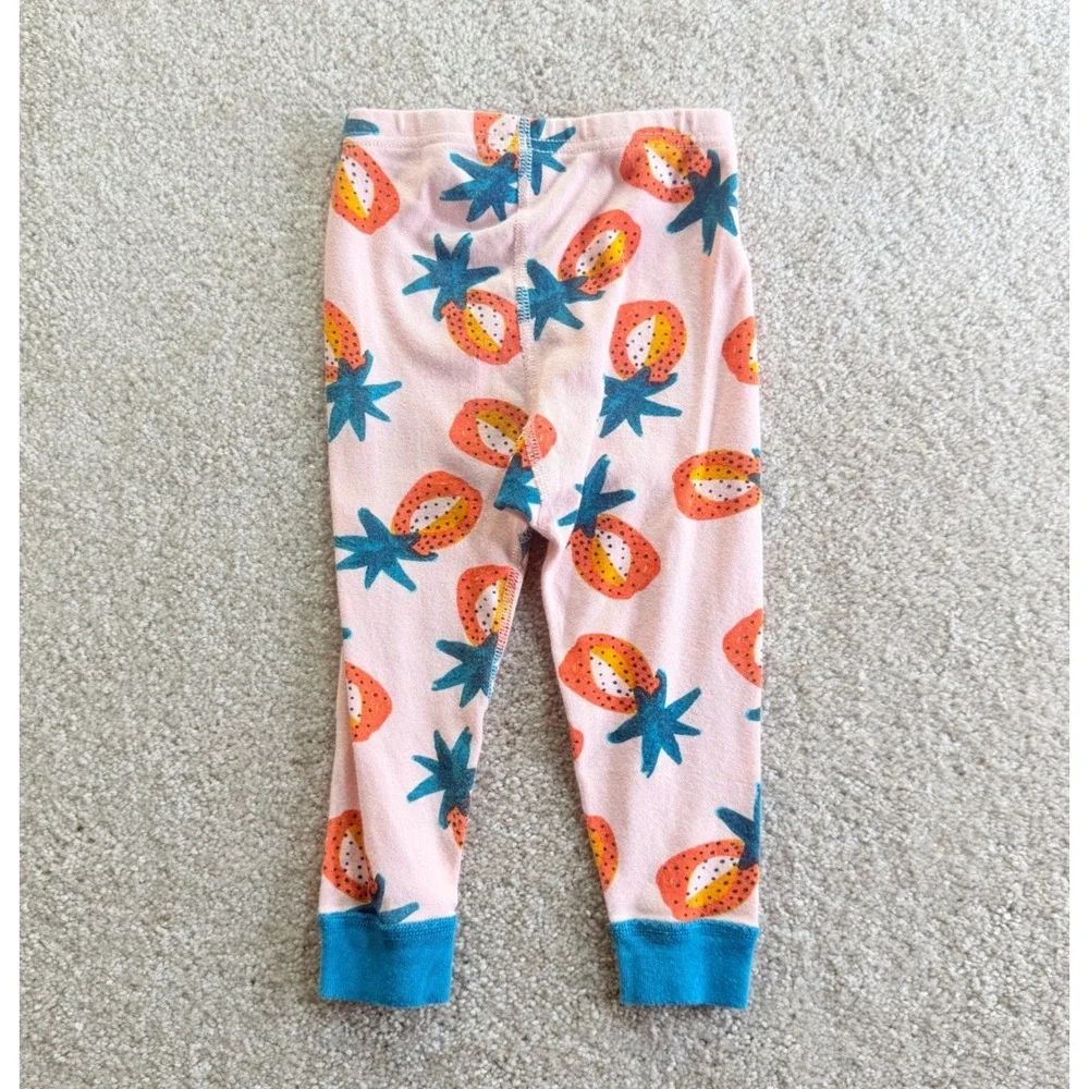 Hanna Andersson Pineapple Print Org Cotton Long John Pajama Set - size 2T (85cm)